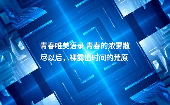 青春唯美语录 青春的浓雾散尽以后，裸露出时间的荒原